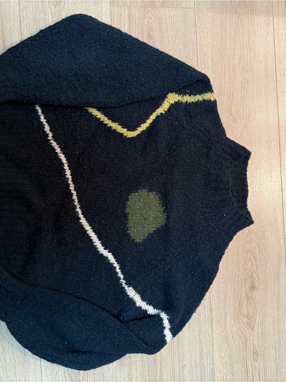 Paloma Wool Black Turtleneck Sweater with Yellow and Olive Details
